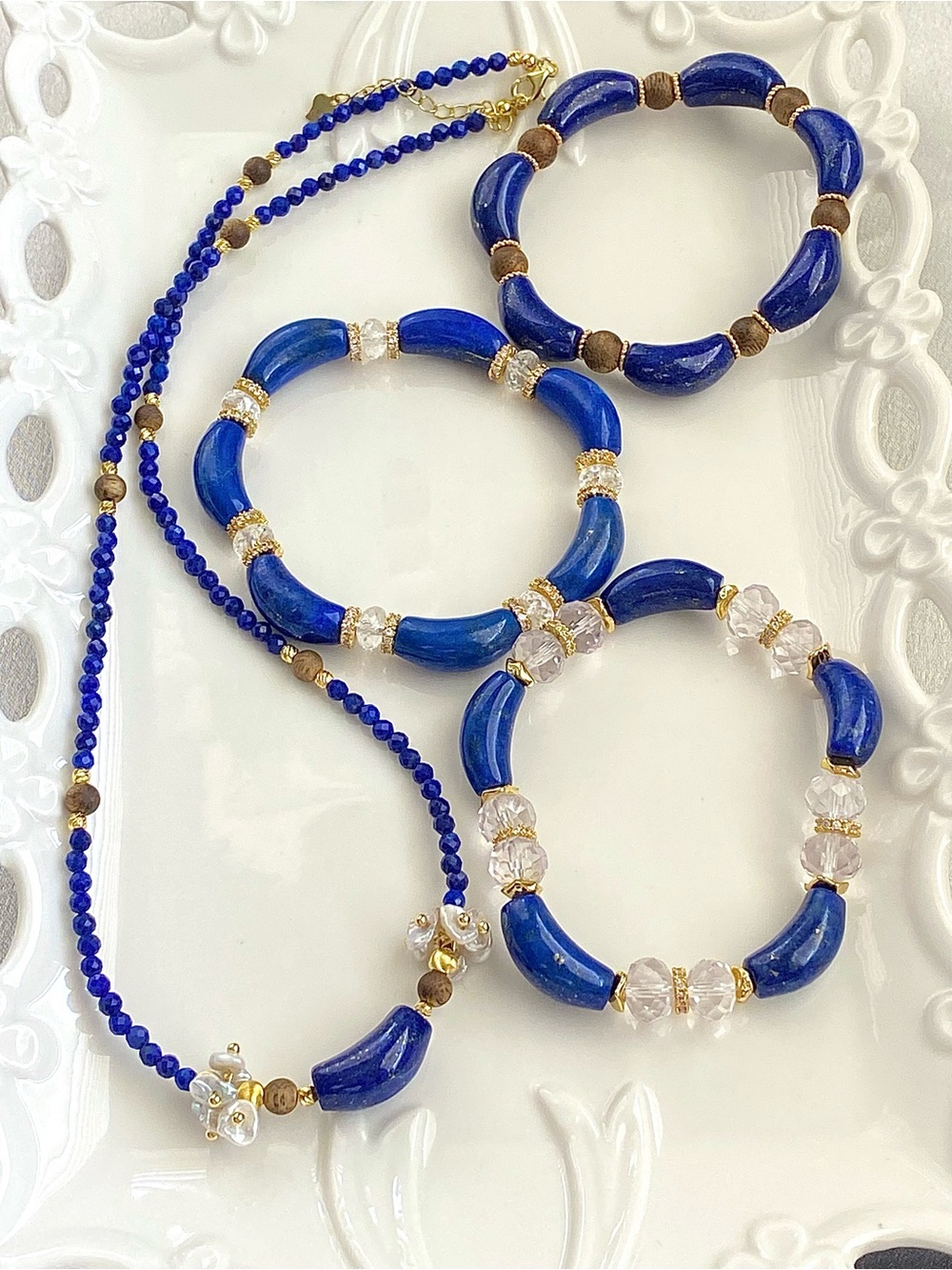 Lapis, Clear Quartz And Agar Wood Collection